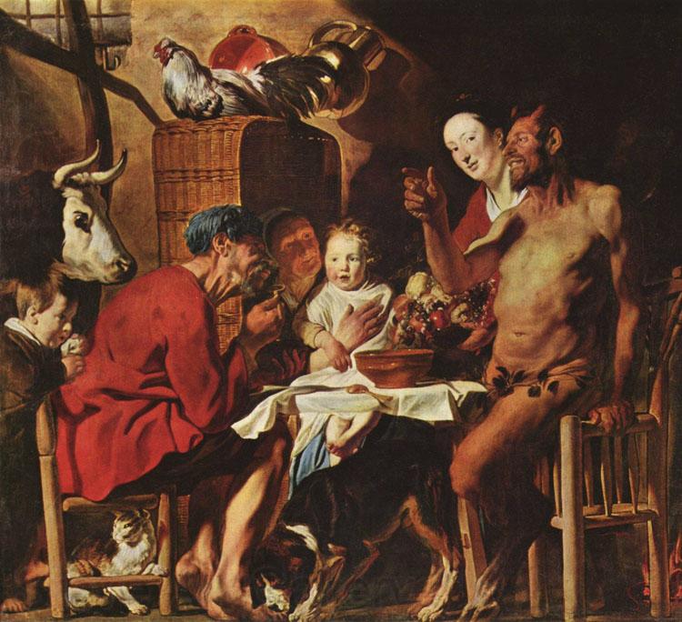 Jacob Jordaens The Satyr and the Farmer's Family (mk08) Spain oil painting art